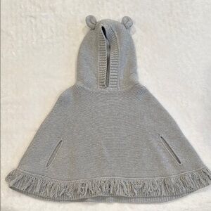 GAP Heather Gray Hooded Knit Poncho
